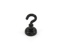 Black Painted Neodymium Hook Magnet with M4 Hook for Fridge, Whiteboard, Noticeboard, Filing Cabinet or Office - 16mm Diameter x 30.5mm High - 9.7kg Pull