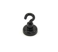 Black Painted Neodymium Hook Magnet with M4 Hook for Fridge, Whiteboard, Noticeboard, Filing Cabinet or Office - 20mm Diameter x 30.5mm High - 16.5kg Pull - Pack of 10