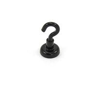 Black Painted Neodymium Hook Magnet with M4 Hook for Fridge, Whiteboard, Noticeboard, Filing Cabinet or Office - 16mm Diameter x 30.5mm High - 9.7kg Pull