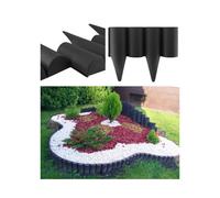 BLACK Palisade Lawn Edging Border with Wood Log Effect, 2.5 Metres