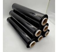 Black Pallet Wrap 500mm x 250m (17mu) - Heavy Duty Stretch Film | Black Shrink & Cling Wrap for Moving, Packing, Furniture & Pallets | Non-Extended Core (6 Rolls)