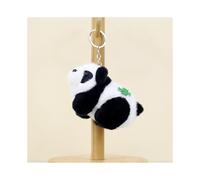(Black Panda) Plush Realistic Panda Keychain Cute 12cm Soft Short Plush Stuffed Animal