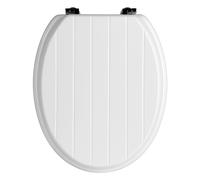 Black Panel Effect Toilet Seat, Wooden Toilet Lid with Metal Hinges, Bathroom Seat With Zinc Alloy Fittings Premier Housewares White One Size