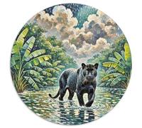 Black Panther 1000 Pieces Jigsaw Animal Circular Jigsaw for Adults And Kids Colorful Unique Challenge Games Scene Creative 1000pcs (67.5x67.5cm)