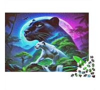 Black Panther 1000 Pieces Jigsaw Puzzles for Adults & Children, Recycled Cardboard, Non-Reflective, Black And White Panther, Stress Relief Fun, Great Gift Idea for Home Decor 52x38cm/1000pcs