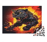 Black Panther 1000 Pieces Jigsaw Puzzles for Adults & Children, Recycled Cardboard, Non-Reflective, Fire Black Panther, Stress Relief Fun, Great Gift Idea for Home Decor 38x26cm/1000pcs