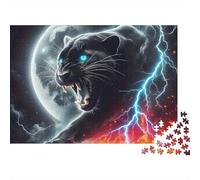 Black Panther 1000 Pieces Puzzle ForAdults Kids Colorful Thunder Black Panther Decoration Puzzle Decompression Jigsaw for Men And Women Challenging Puzzles Jigsaw Puzzles for Adults 52x38cm/1000pcs