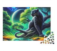 Black Panther 1000Pc Jigsaw Puzzles for Adults | Educational Game Panther Resting by Moonlit Greenery Gift for Men & Women 52x38cm/1000pcs
