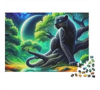 Black Panther Adult Jigsaws 1000 Piece Panther Resting by Moonlit Greenery Impossible Difficult Puzzle | Educational Decompression Game 70x50cm/1000pcs