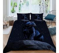 Black Panther Bedding Set 3D Digital Printing Animal Theme Duvet Cover Set for Boys & Girls Chic Breathable Quilt Cover with Pillowcase King（220x240cm）