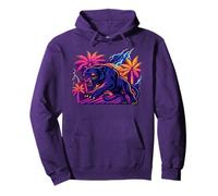 Black Panther Big Cat Retro 80s Graphic Pullover Hoodie