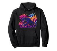 Black Panther Big Cat Retro 80s Graphic Pullover Hoodie