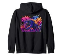 Black Panther Big Cat Retro 80s Graphic Zip Hoodie