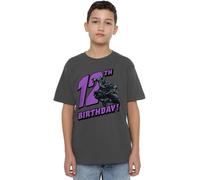 Black Panther Boys Birthday 12 Unisex Kids T-Shirt, Charcoal, 7-8 Years UK