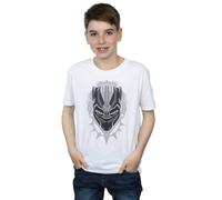 Black Panther Boy's Head Cotton T-Shirt in White | Size: 7-8 Years Black Panther White 7-8 Years