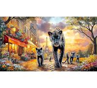 Black-panther-drinking-from-glowing-pond Puzzle Game 1000 Piece Recycled Paper Impossible Hard Difficult Challenging for Women, Gifts for Men for Decompression 38x52/1000pcs