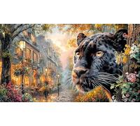 Black-panther-face-over-forest-sunset Adult Jigsaws 1000 Piece Puzzle Game Challenging Puzzles for Wall Decoration and Gifts Great Gift Idea Educational Games 70x50/1000pcs