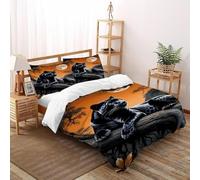 Black Panther Full Bedding Set 3D Digital Printing Animal Theme Wildlife Duvet Cover Set 3 Pieces Microfiber Comforter Cover Universal for All Seasons with Pillowcase Double（200x200cm）