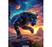 Black Panther in A Cosmic Magical Glow 1000 Pieces Classic Jigsaw Puzzle Wildlife Pet Puzzle for Adults Concentration Training Wall Art Mental Exercise Halloween Thick Cardboard 1000 PCS