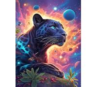 Black Panther in A Cosmic Magical Glow 500 Piece Count Premium Jigsaw Puzzle Wildlife Pet Cute For Adults Teens 14+ Concentration Training Indoor Game Family Game Night 500 PCS