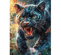 Black Panther in A Fiery Magical Glow 1000 Piece Count Premium Jigsaw Puzzle Science Fiction Magical Dream For Adults Teens 14+ Concentration Training Indoor Game Family Game Night Creativity Gift Gi