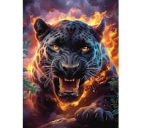 Black Panther in A Fiery Magical Glow 300 Piece Pack Classic Jigsaw Puzzle Wildlife Pet Couple Puzzle Partners Ultra Difficult Wall Decor Easter New Year Cardboard 300 PCS
