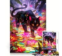 Black Panther in A Floral Jungle Jigsaw Puzzle for Adults 1000 Pieces Thinking Skill Pleasant Downtime Neat Edges Chic Xmas Gift (38x52cm)
