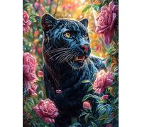 Black Panther in A Flower Garden 300 Piece Jigsaw Puzzle for All Ages Science Fiction Magical Dream Jigsaw Parent Child Team Building Vibrant Challenge Ideal Festival Gift Home Decor 300 PCS