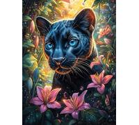 Black Panther in A Magical Flower Garden 1000-piece Jigsaw Puzzle Set Science Fiction Magical Dream For Adults Teens 14+ Logic Skill Indoor Game Family Game Night Summer Thick Cardboard