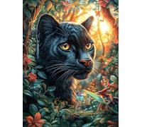 Black Panther in A Magical Forest 300 Piece Jigsaw Puzzle for Adults Science Fiction Magical Dream Jigsaw Family Board Game Night Add On Whimsical Colourful Design Home Decor 300 PCS