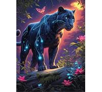 Black Panther in A Magical Forest 500 Piece Jigsaw Puzzle for Adults Wildlife Pet Cute Morning Coffee Companion Mindful Start Beautiful Artwork Ideal Birthday Present 500 PCS