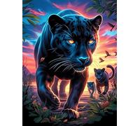 Black Panther in A Magical Forest 500 Piece Premium Jigsaw Puzzle Wildlife Pet For Men Educational Decompression Adults Anxiety Memory Care Mothers Valentines Wooden 500 PCS