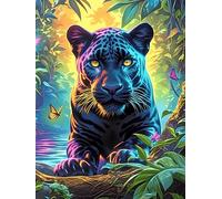 Black Panther in A Magical Jungle 300 Piece Jigsaw Puzzle Pack Wildlife Pet Cute Teens Beginners Cognitive Development Puzzle Fans Group Play Anniversary Premium Cardboard 300 PCS