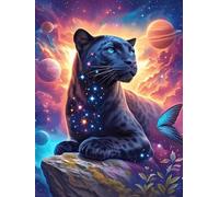 Black Panther in A Starry Magical Sky 1000-piece Jigsaw Puzzle Set Wildlife Pet Family Puzzle Lovers Brain Training Indoor Game Family Game Night Summer Gift Durable Board 1000 PCS