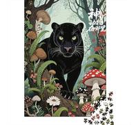 Black Panther in Enchanted Forest -1 Jigsaw Puzzles Puzzles for Adults Kids. 1000 Piece Whimsical Challenge Toy Educational Game Home Decoration for Adults& Kids Age 14 Years Up 38x26cm/1000pcs