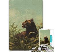 Black Panther in Jungle Themed Wood Puzzle, Adults, 1000 Pieces | Adult Puzzle: easy-to-see colour differences for piece grouping during indoor leisure.