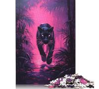 Black Panther in Neon Jungle Puzzle Jigsaws 500 Pieces for Adults Puzzle Jigsaws for Adults Relax Puzzles Games 500pcs (52x38cm)
