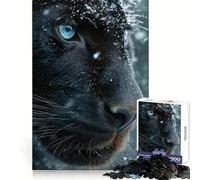 Black Panther in Snow Jigsaw 1000 Pieces for Teenagers Cognitive Memory Tranquil Pastime Exact Cut Joyful Xmas (38x52cm)
