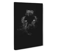 Black Panther in the Shadows Canvas Print | Gallery Wrapped 30mm Frame Wall Art | 30x20 inches | Ready to Hang | Abstract Animal Picture | Living Room Bedroom Lounge Office