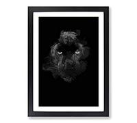 Black Panther in The Shadows in Abstract Framed Print | A2 Black Framed Wall Art | Ready to Hang | Abstract Animal Picture | Living Room Bedroom Lounge Office