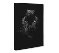 Black Panther In The Shadows In Abstract Modern Canvas Wall Art Print Ready to Hang, Framed Picture for Living Room Bedroom Home Office Décor, 20x14 Inch (50x35 cm)