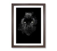 Black Panther In The Shadows In Abstract Modern Framed Wall Art Print, Ready to Hang Picture for Living Room Bedroom Home Office Décor, Walnut A3 (34 x 46 cm)