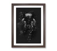 Black Panther In The Shadows Paint Splash Modern Framed Wall Art Print, Ready to Hang Picture for Living Room Bedroom Home Office Décor, Walnut A3 (34 x 46 cm)