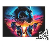 Black Panther Jigsaw Puzzle Twin Big Cat 1000pc Sturdy Matte Finish Cardboard Home Leisure Quiet Time Hobby for Adults Couples Teenagers Family 52x38cm/1000pcs