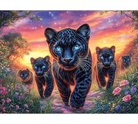 Black Panther Mother And Cub 1000 Pieces Classic Jigsaw Puzzle Dreamy Scenic Fauna Puzzle for Adults Concentration Training Wall Art Mental Exercise Halloween Premium Cardboard 1000 PCS