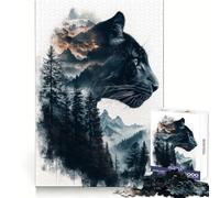 Black Panther Mountain Double Exposure 1000 Piece Jigsaw Puzzles for Adults Reasoning Practice Quiet Enjoyment Premium Edges Holiday Present (38x52cm)