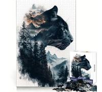 Black Panther Mountain Double Exposure Jigsaw Puzzle 1000 Pieces Mental Recall Mind Soothing Fun Smooth Cut Birthday Present (50x75cm)