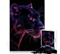 Black Panther Neon Animal 1000 Piece Jigsaw Puzzles for Adults Mental Exercise Pleasant Leisure Snug Lock Unique Gift (38x26cm)