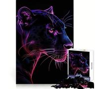 Black Panther Neon Animal Adult Jigsaw Puzzles 1000 Pieces Memory Skill Peaceful Fun Clean Edges Memorable Gift (50x75cm)