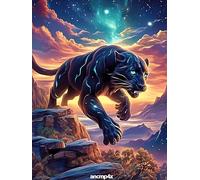 Black Panther on A Rocky Cliff 300 Piece Jigsaw Puzzle for Adults Wildlife Pet Cute Sick Day Activity Gentle Distraction No Dust Pieces Great Gift for Get Well Soon 300 PCS